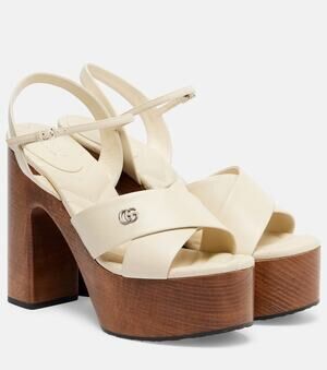 Gucci Platform Sandals White Leather Size 37.5 Brand New in Box